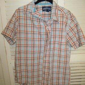 AERPOSTALE SHORT SLEEVE ORANGE PLAID SHIRT SZ M
